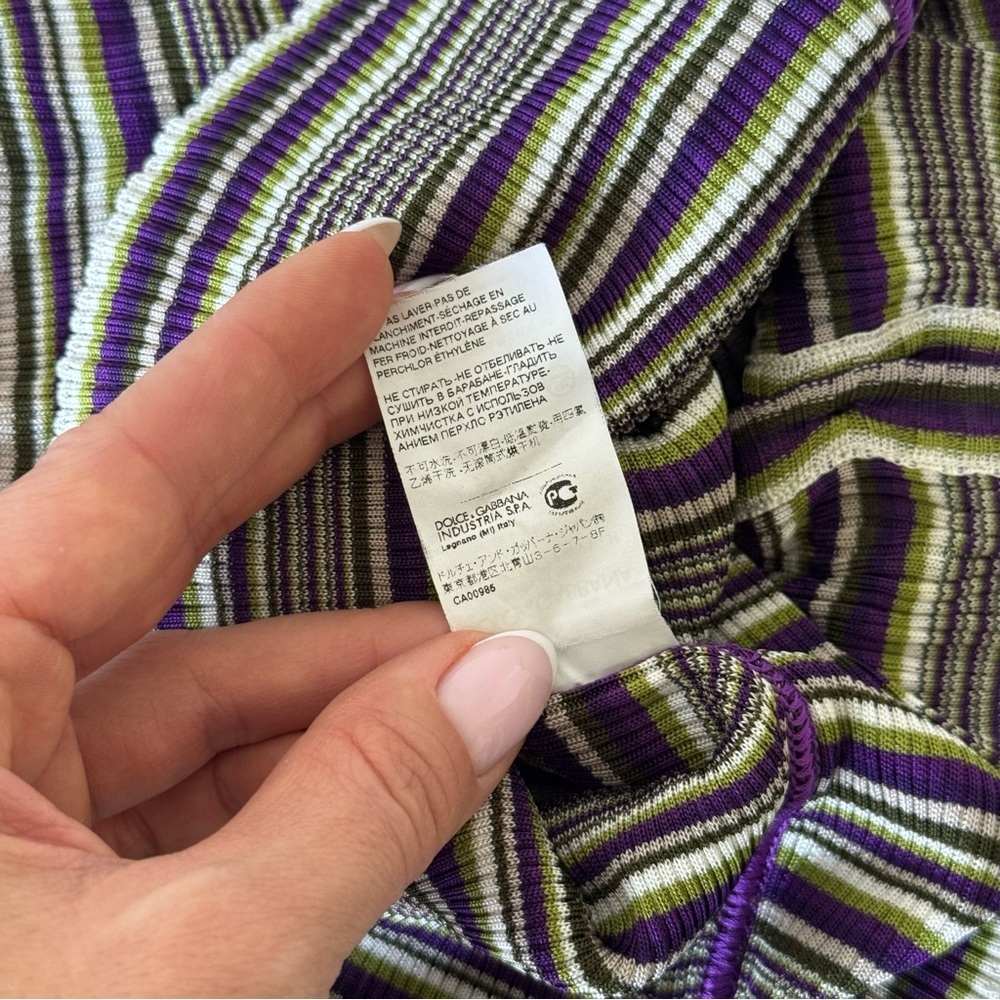 Dolce & Gabbana Striped Long Cardigan with Purple Accents, Size 38 - Picture 9 of 10